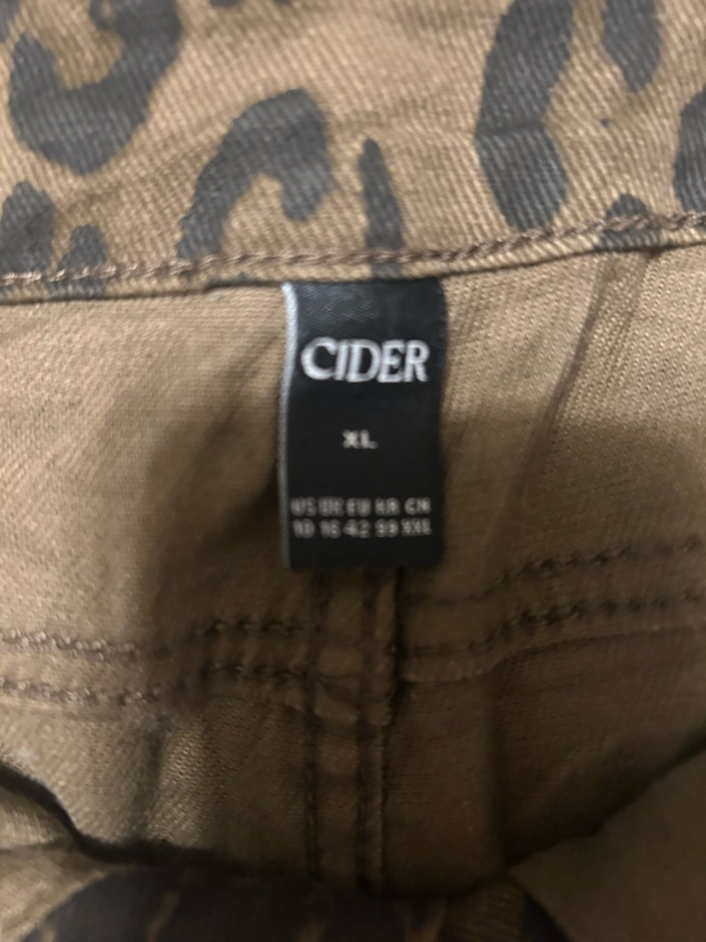 Cider Brown and Black Animal Print Jean material skirt with small front v slit